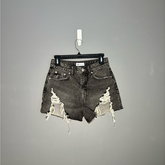 Zara Pants - Zara High Waisted Distressed Dark Wash Cut Off Shorts Size 4